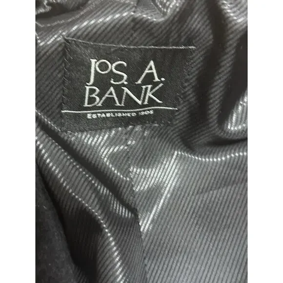 Jos A Bank Overcoat Mens Solid Charcoal Gray Top Coat Wool Blend 42R